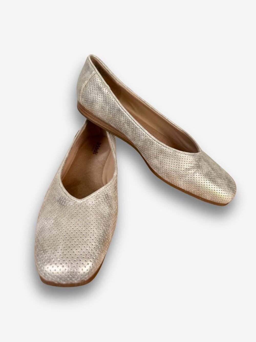 Dr. Scholl’s Metallic Taupe Ballet Flats Square Toe Comfort Slip-On Shoes Size 9